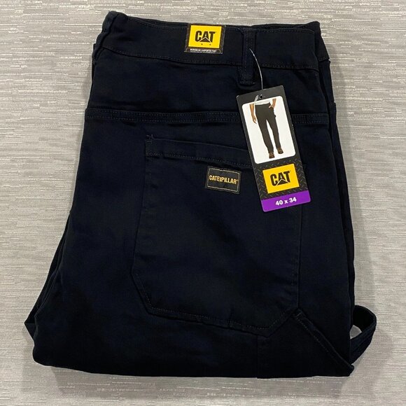 Caterpillar CAT Carpenter Work Pants Mens 40 x 34 Black Tool Pockets Double Knee - Picture 1 of 15